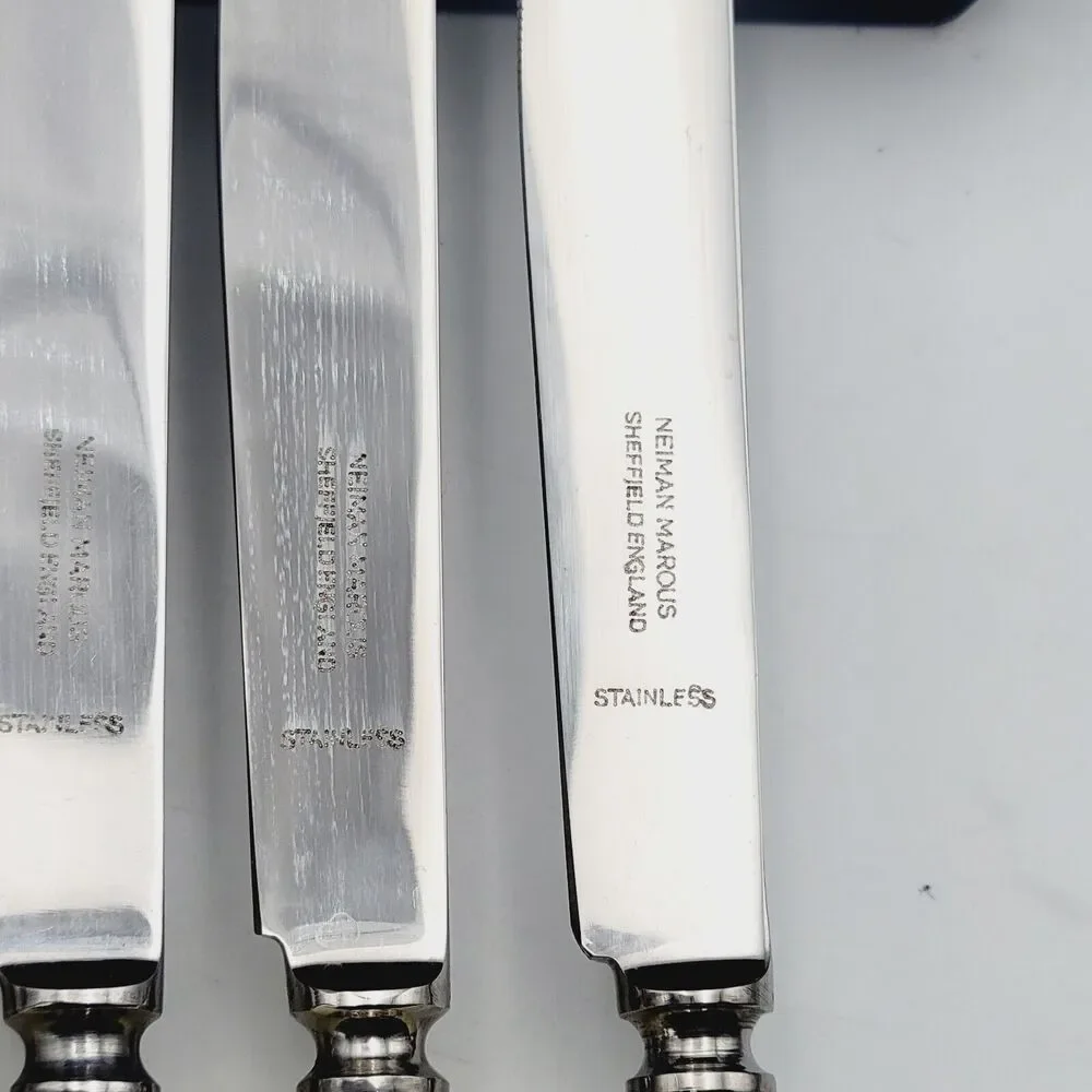 Set 6 Neiman Marcus SHEFFIELD Stainless Steak KNIVES Ivorine Handles England
